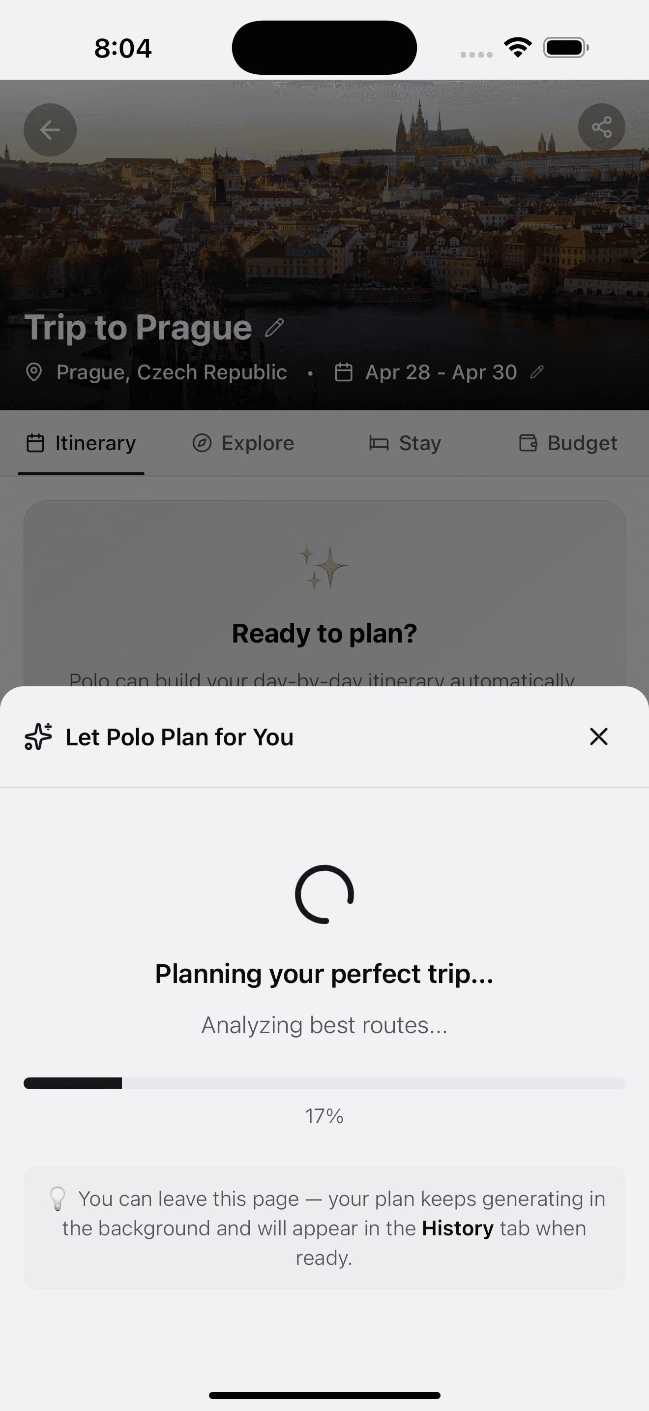One-Tap Planning